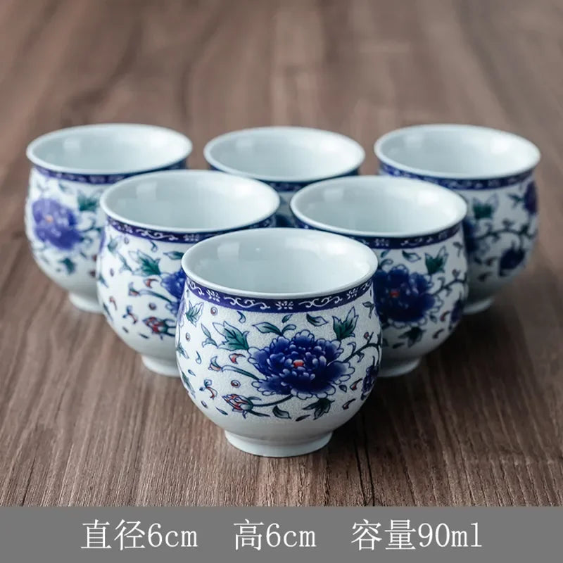 Household Porcelain Teapot Ceramic Large Capacity Pot Blue and White Retro Loop Handle Beam
