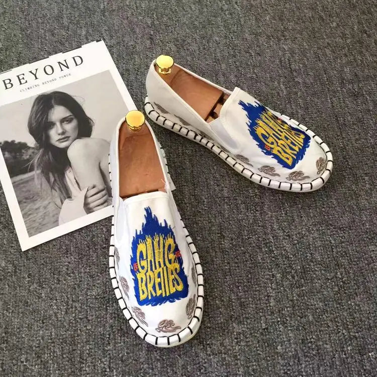Old Beijing Cloth Shoes Embroidery Flower Social Guy Male Moccasin-Gommino Student Casual Shoes Fashion National Chinese Style