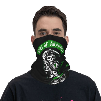 Custom 1 Percenter Essential Sons Bandana Neck Gaiter for Ski Camping Men Women Wrap Scarf TV Show Anarchy Headband Warmer