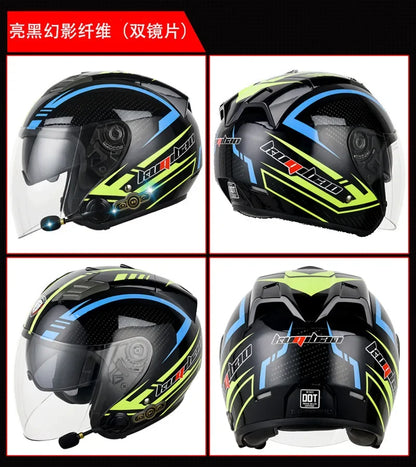 HOT DOT Approved Open Face 3/4 Motorcycle Helmet with Build-In Bluetooth Headset Earphone and Detachable Liner for honda