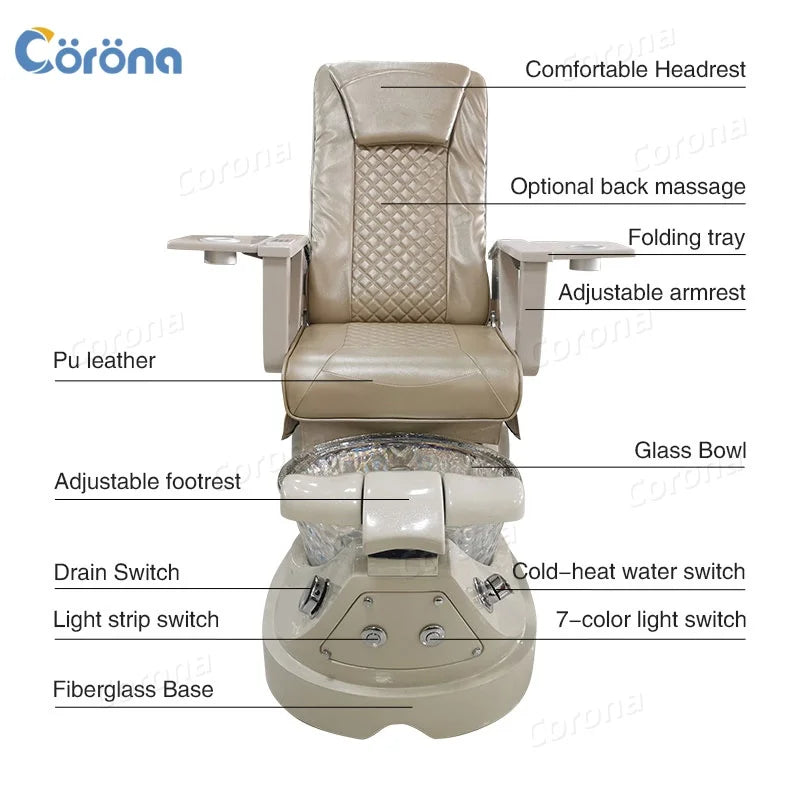 Pedicure Manicure Massage Chair Custom Color Professional Pipeless Massage Manicure Pedicure Chair for Nail Salon