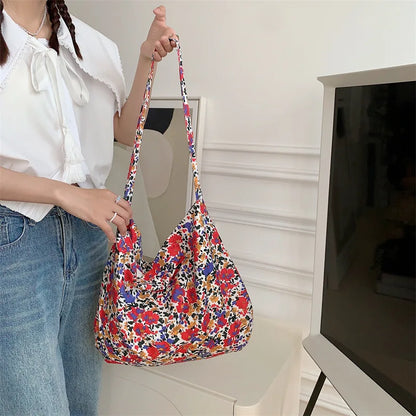 Women's Shoulder Bags Leopard Print Flower Fashionable Trendy Canvas Cross Bags Large Capacity Portable Shopping Shoulder Bags