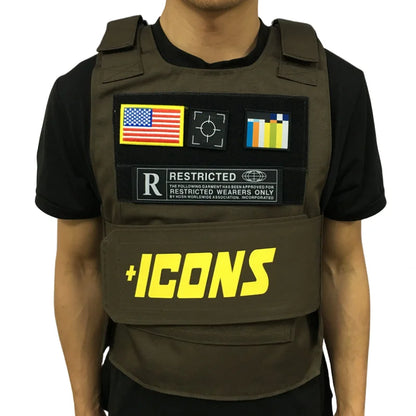 Hot Selling ICONS Oxford Casual Street Vest Sleeveless Men Multifunctional Singlet Adjustable Tactical Vest For Fishing Training