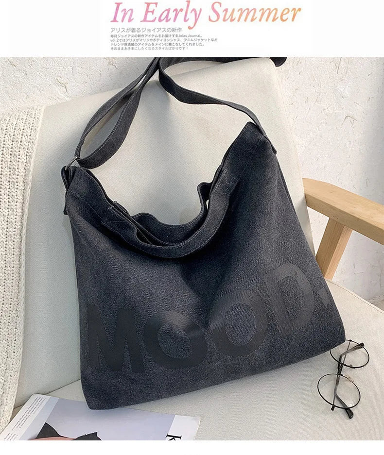 Top Canvas Bag Youth Men Shoulder Bags Large Capacity Hand Bags Letter Printed Crossbody Bag for Women Students School Bags
