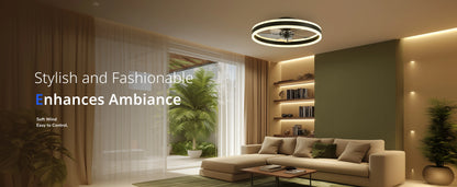 Ceiling Fan with Remote Control Flush Mount Modern Indoor 19.7" LED Dimmable Low Profile Ceiling Fans