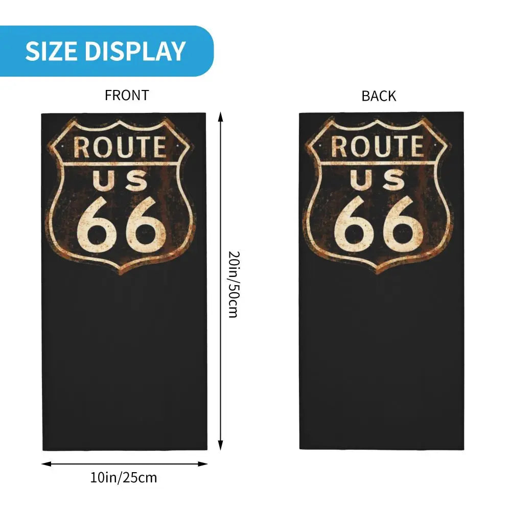 Custom Travel Motorcycle Ride Route 66 Bandana Winter Neck Warmer Windproof Wrap Face Scarf for Hiking Highways Gaiter Headband