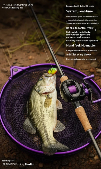 BEARKING YURI-DC Baitcasting Reel 5+1BB 7.1:1 158g Carbon Frame G1 Aluminum Gear Intelligent DC Brake Felt Drag Washer