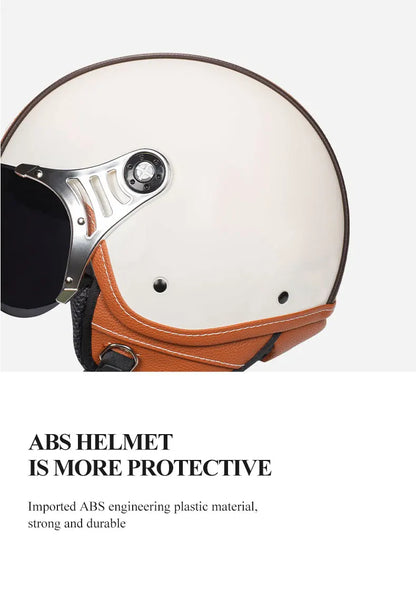 Brown Leather Original DOT ECE 3/4 Open Face Helmet MT Capacete Motorcycle Helmet JET Scooter Bike Half Helmets Cascos Para Moto