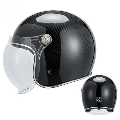 VCOROS Carbon fiber Retro Motorcycle Helmet Half Open face helmet fiberglass Cascos para motos DOT Certification