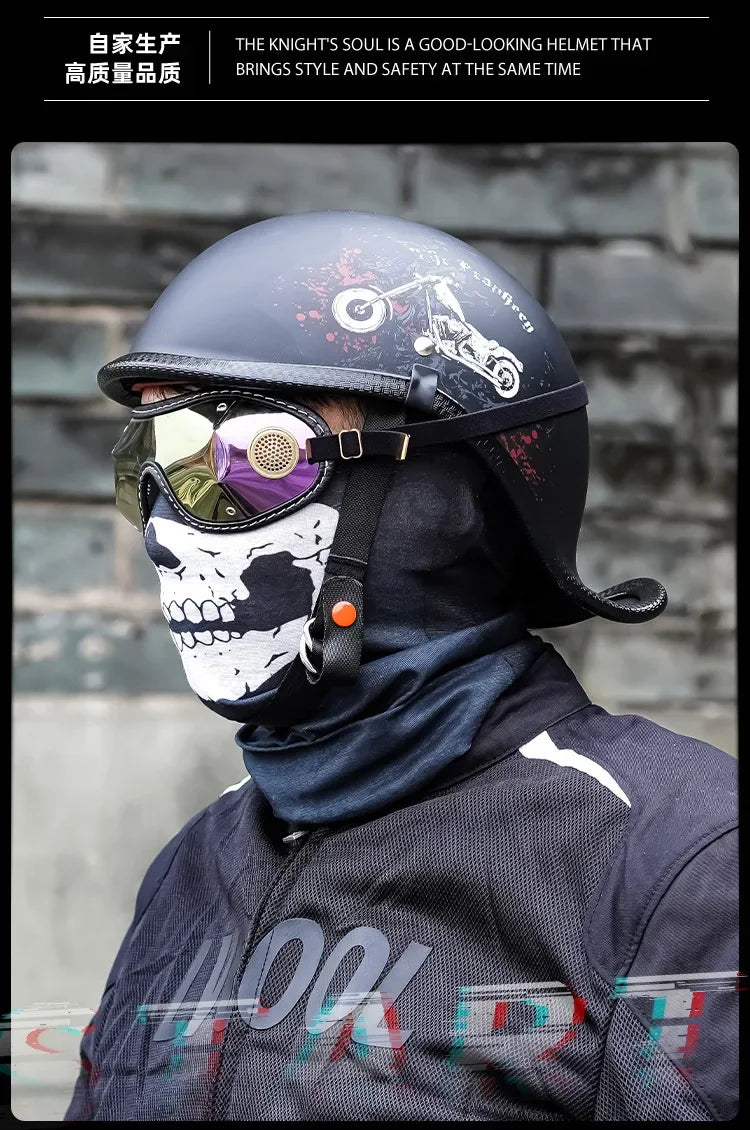 Retro Motorcycle Half Helmet Fashion Bailer for Scooter Safety Helm Spring Summer Capacetes De Moto