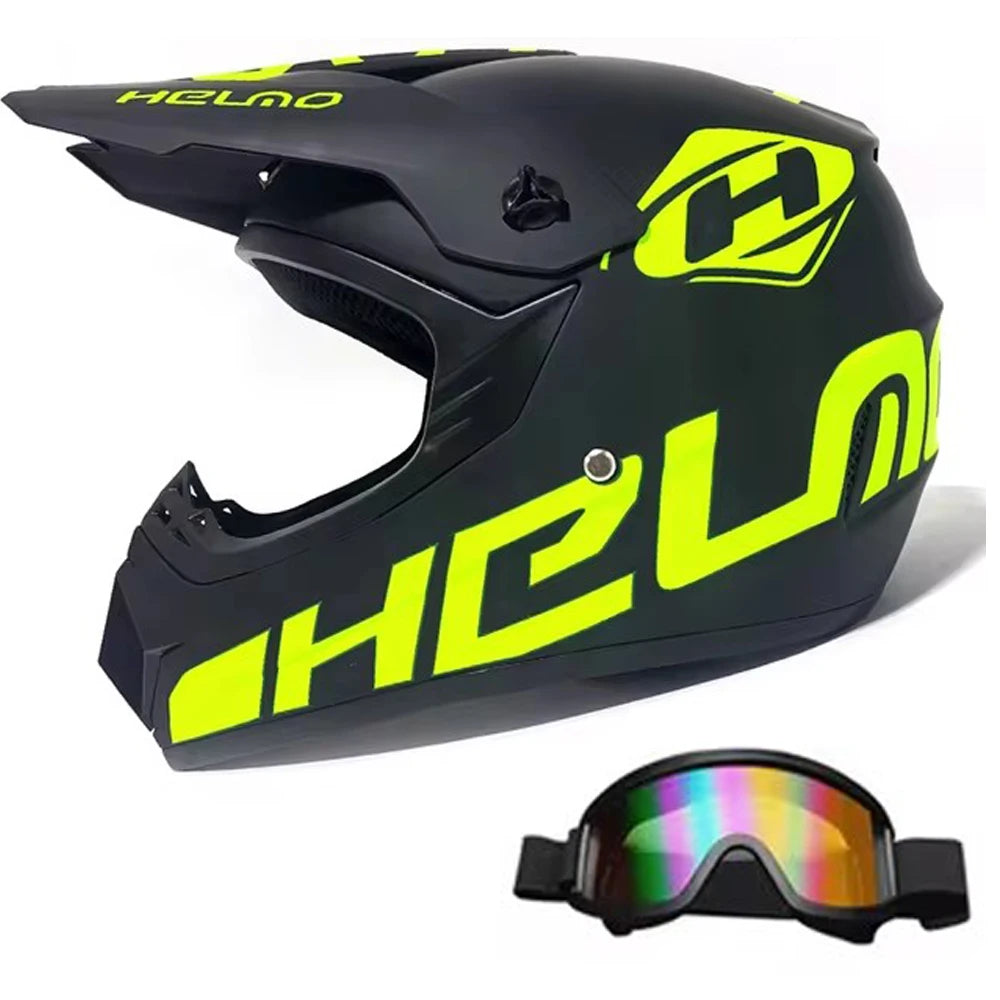 Motocross and Off-Road Helmet Set - Extreme Youth Challenge Full Helmet, Goggles, Gloves, and Protective Gear