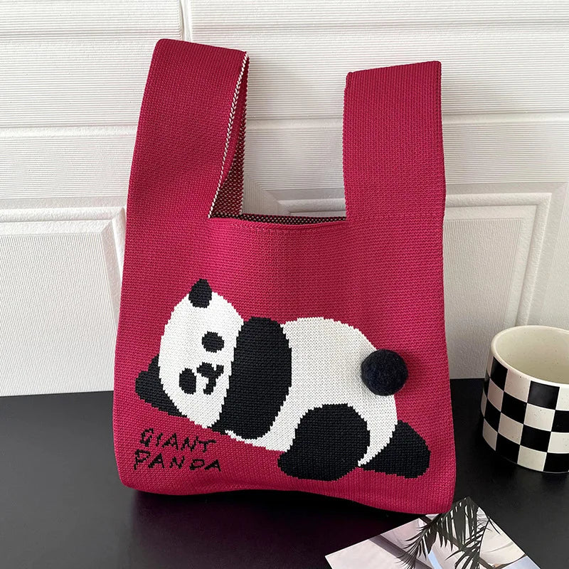 Women Handmade Knitted Small Handbag, Casual Wrist Bag, Student Reusable Shopper Mini Tote Bag, Suitable for Daily Use Outdoor