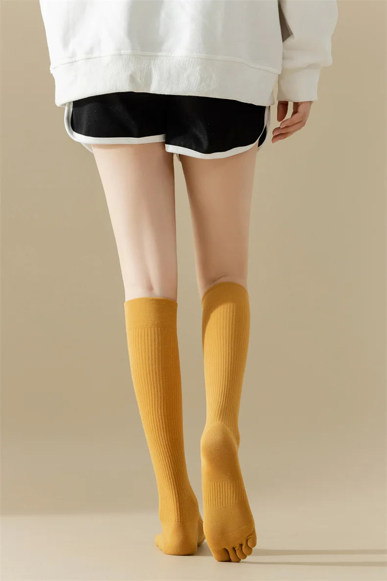 New Women Knee High Toe Socks Soft Lady Girls Breathable Comfortable Solid Color Cute Long Sock For Women