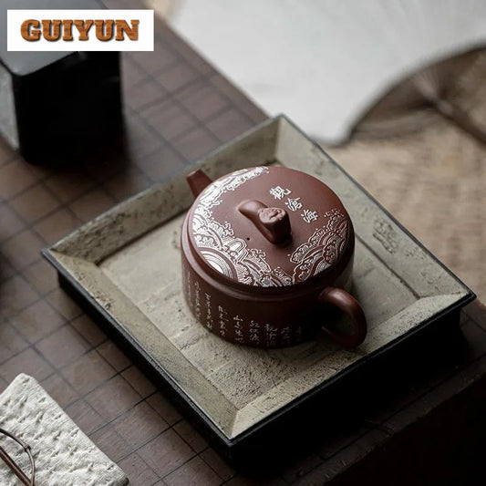 150ml High-end Chinese Yixing Purple Clay Teapot Beauty Kettle Famous Handmade Poetic Hanwa Tea Pot Raw Ore Zisha Teaset Teaware