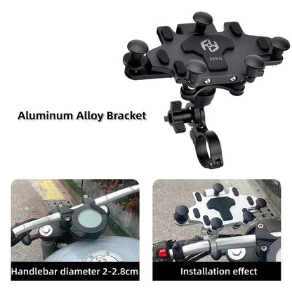 2025 Upgraded Shock Absorbing Phone Holder Mount for Motorcycle Bicycle Alloy Rotary Adjustment Navigation Bracket Universal Fit