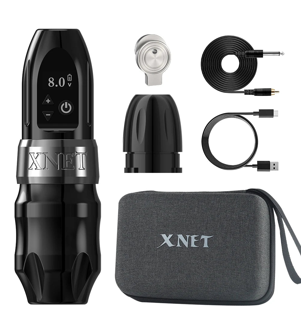 Xnet Titan 2024 Wireless Tattoo Machine Rotary Pen with Extra 38mm Grip Coreless Motor Digital LCD Display for Artist Body