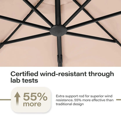 Outdoor Patio Umbrella with Base included, 11 FT Deluxe Curvy Cantilever Umbrella Heavy Duty Offset Hanging, Customized