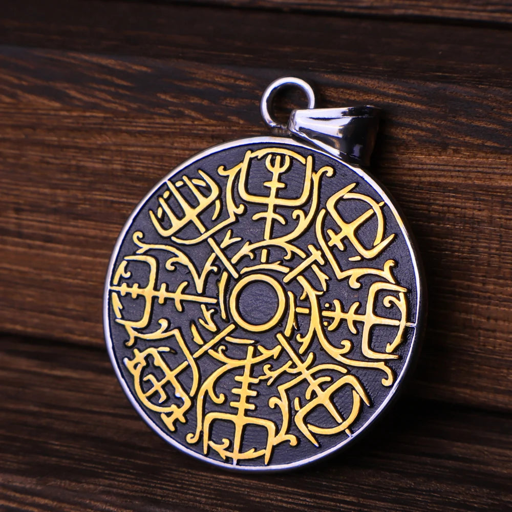 Vintage Vegvisir Viking Compass Pendant Necklace for Men Stainless Steel Fashion Nordic Amulet Beaded Necklace Jewelry Wholesale