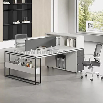 Office Staff Work Desk and Chair Sets Modern Computer Desks with Storage Drawn and Screen Home Furniture Swivel Chairs Table Set