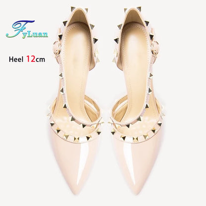 2025 Black High Heels 12cm 10cm 8cm Women's Shoes Thin Heels Pointed Head Ladies Pumps Microfiber Shallow Stiletto Banquet Shoes