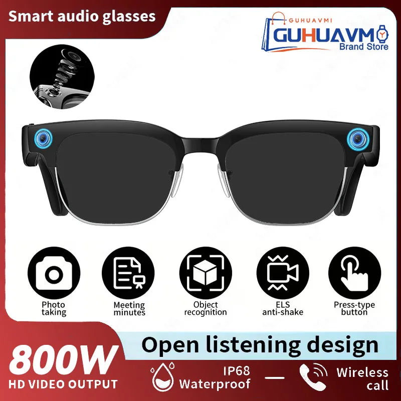 New 1200P HD Smart Glasses With 800W Ultra-Wide Camera Video Recording 4GB AI Photo Recognition Bluetooth Call Translation Voice
