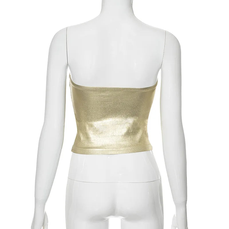 Strapless Backless Sexy Y2K Crop Top Corset Party Club Outfits for Women Tube Vest Summer Sleeveless Skinny Bustier Tops Outfit