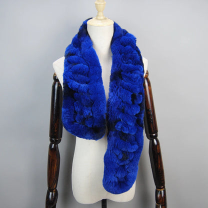 Winter Women Knitted Real Rex Rabbit Fur Scarf Natural Soft Long Style Rex Rabbit Fur Muffler Lady Warm 100% Genuine Fur Scarves