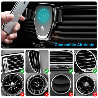 Car Wireless Charger Air Vent Mount Phone Holder Stand For iPhone 17 16 15 14 13 12 Samsung Xiaomi Induction Fast Car Charging