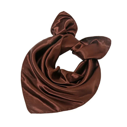 60x60cm Solid Colors Neckerchief Scarf For Women Silk Satin Headband Hair Scarves Female Square Shawls Head Scarfs