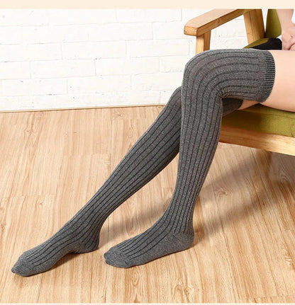 Women Long Socks Cashmere Women Boot Solid Wool Thigh Stocking Skinny Casual Cotton Over Knee-High Fluffy Female Long Knee Sock