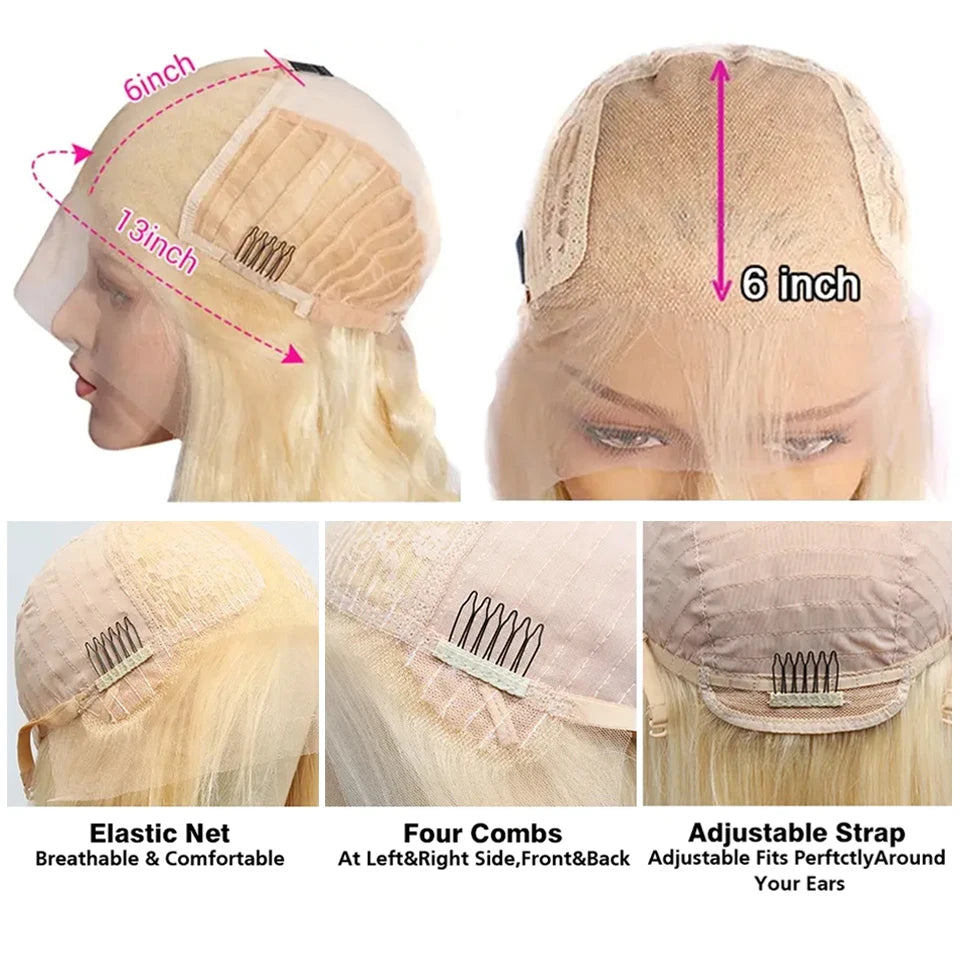 13X6 Lace Frontal BOB Wigs #613 Blonde Bob Human Hair Wig Remy Straight Lace Front Wigs for Women Preplucked Transparent HairUGo