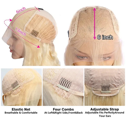13X6 Lace Frontal BOB Wigs #613 Blonde Bob Human Hair Wig Remy Straight Lace Front Wigs for Women Preplucked Transparent HairUGo