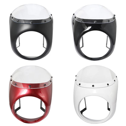 Motorcycle Red/White Front Headlight Fairing Windshield For Cafe Racer Honda Universal 7inch/16.5~18cm Retro Headlamp Windscreen