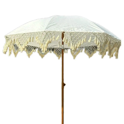 Outdoor fringed umbrella Bohemian wind beach umbrella Triangular fringed lace retro wind garden parasol