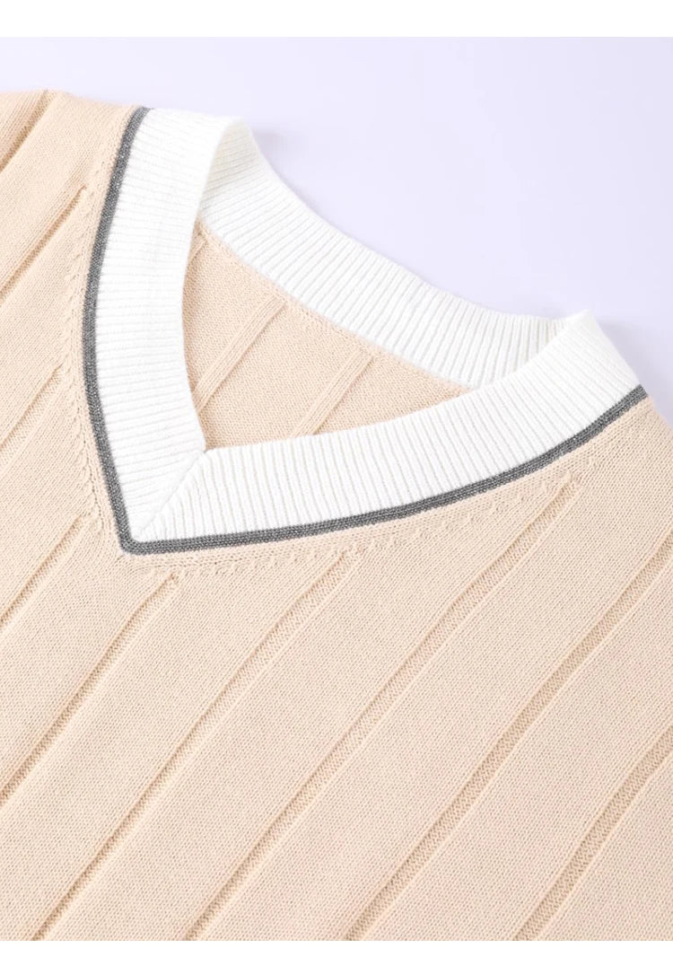 BY4521246 Women's Luxurious V-Neck Long Sleeve Sweater 100% Cotton Casual Knitted Pullover Fall Winter 2025