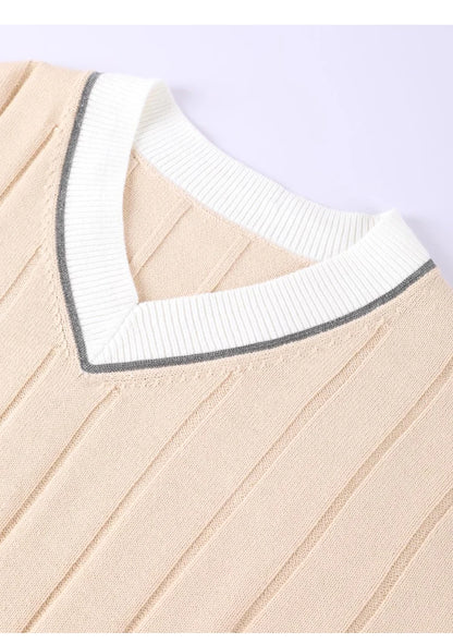 BY4521246 Women's Luxurious V-Neck Long Sleeve Sweater 100% Cotton Casual Knitted Pullover Fall Winter 2025