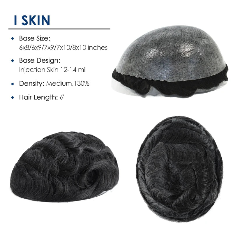 Gloryhair-Natural and Realistic Hair Prosthesis Male Toupee Wig 130% Density Hair Pieces Indian Human Men's Capillary Prosthesis