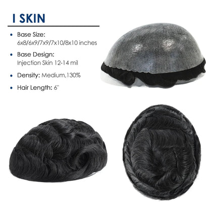 Gloryhair-Natural and Realistic Hair Prosthesis Male Toupee Wig 130% Density Hair Pieces Indian Human Men's Capillary Prosthesis