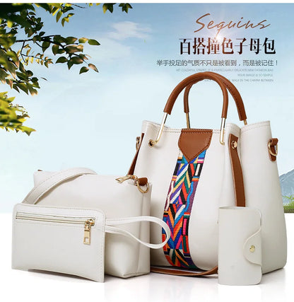 Fashionable Women's Shoulder Bag Hot Sale Of The Season New Style Mother-Child Multi-piece Set Colorful Ribbon Ladies Handbag Si
