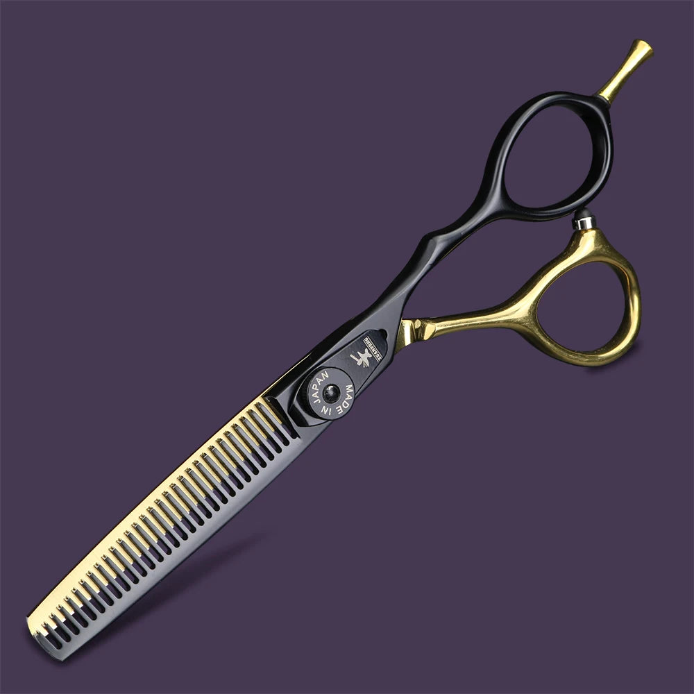 Spring clip screw double color hair scissors 6 inch 9cr18 steel barber cutting scissors and thinning scissors