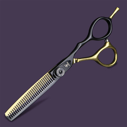 Spring clip screw double color hair scissors 6 inch 9cr18 steel barber cutting scissors and thinning scissors