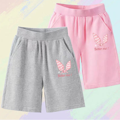 2025 Girls Summer Cat Ear Print Shorts Kids Elastic Waist Beach Short with Pocket Sports Short Pants Kids Cute Clothes 3-14y