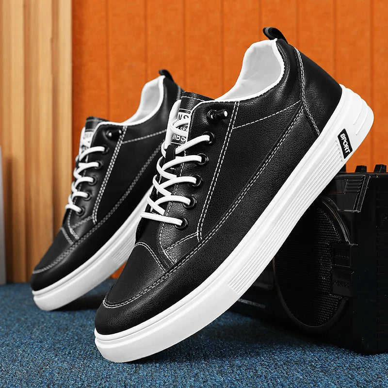 New Style White Sneakers for Men, Korean Version, Trendy Platform Shoes, Versatile for All Occasions, Sporty and Casual Shoes