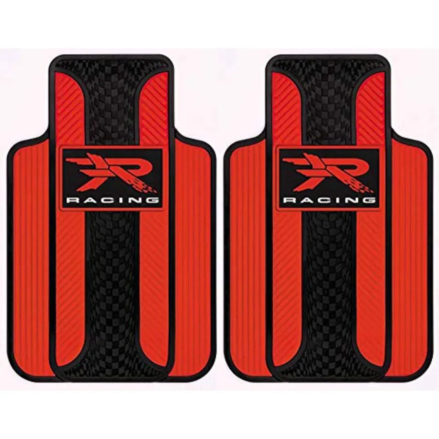 001727R04 Red R Racing Series 1 Universal Fit Car Truck SUV Front Floor Mats Pair