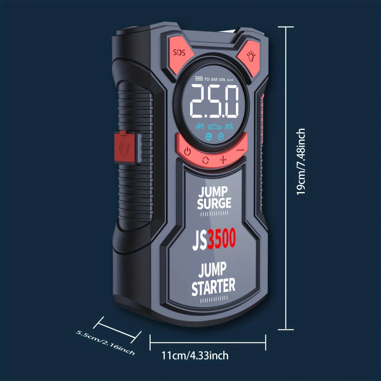 Car Jump Starter Air Compressor With Power Bank Portable Electric Pump Auto Battery Booster 12V Jump Box With Flashlight