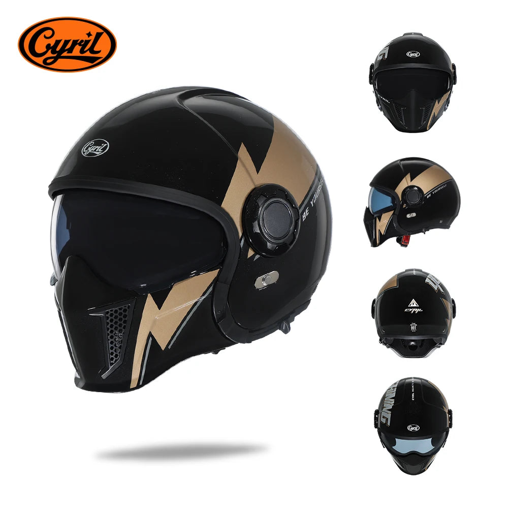 Modular Motorcycle Helmet Full Face Open Face Retro Helmets DOT ECE APPROVED CYRIL OP12A Capacete De Moto Masculino