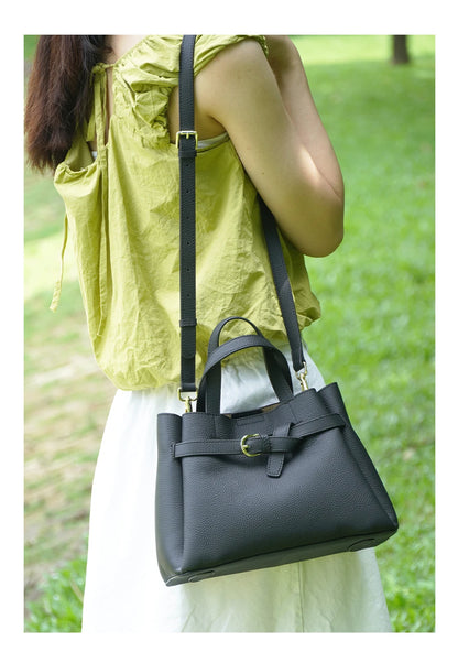 Zency Fashion Genuine Leather Top-handle Bag For Women Luxury Designer Crossbody Bag Zipper Purse Elegant OL Work Bag Tote Sac