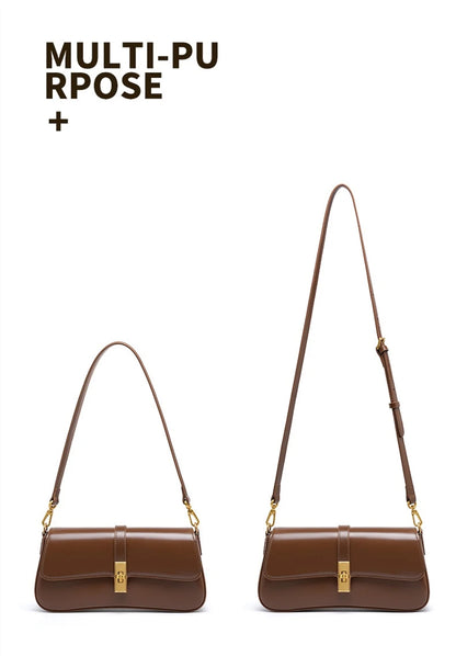 Toptrends Elegant Genuine Leather Underarm Shoulder Bags For Women 2025 Luxury Designer Crossbody Purses Saddle Ladies Handbags
