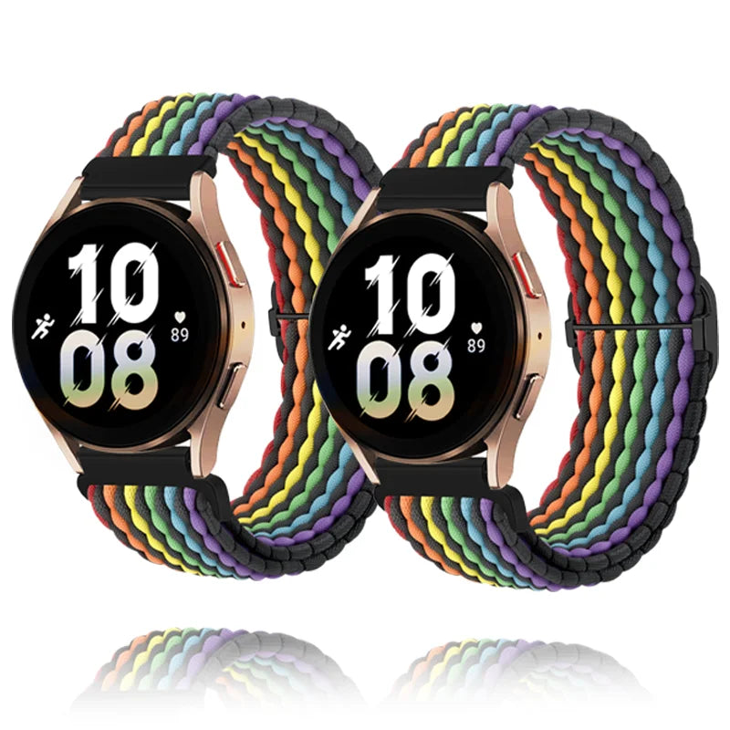 2 Packs Rainbow 20mm Braided Nylon Band Compatible With Samsung Galaxy Watch, Sport Loop Strap for Garmin, Pride Day