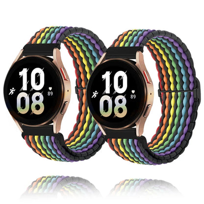 2 Packs Rainbow 20mm Braided Nylon Band Compatible With Samsung Galaxy Watch, Sport Loop Strap for Garmin, Pride Day